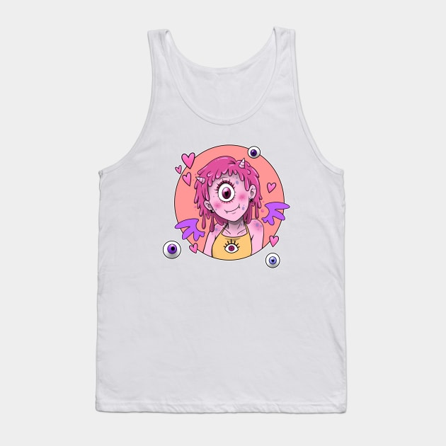 Monster Cyclops Girl with Wings Tank Top by Fizzy Vee